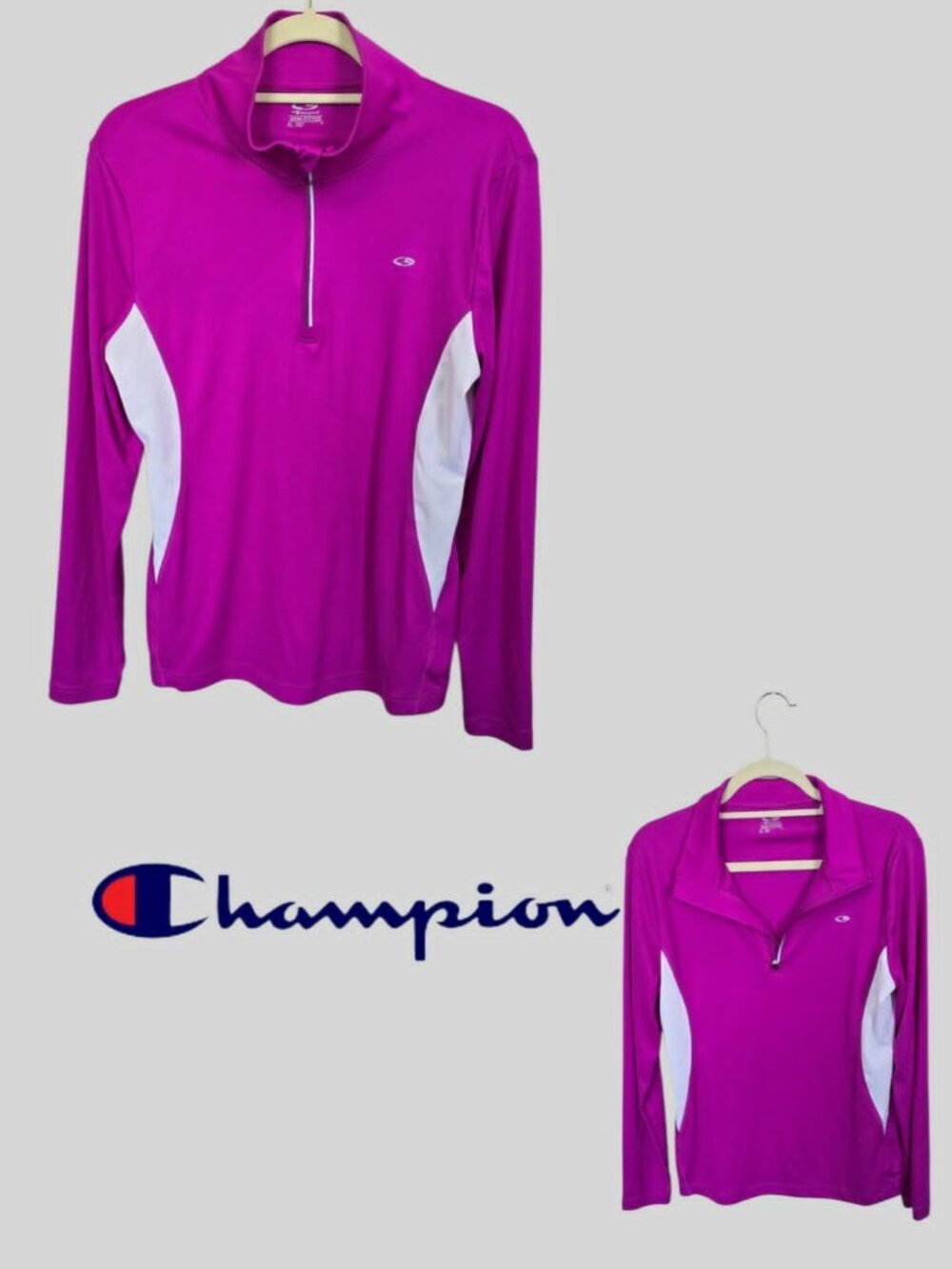 Champion Pink Longsleeve Quarter Zip Front Active Weat Training Shirt Womens XL